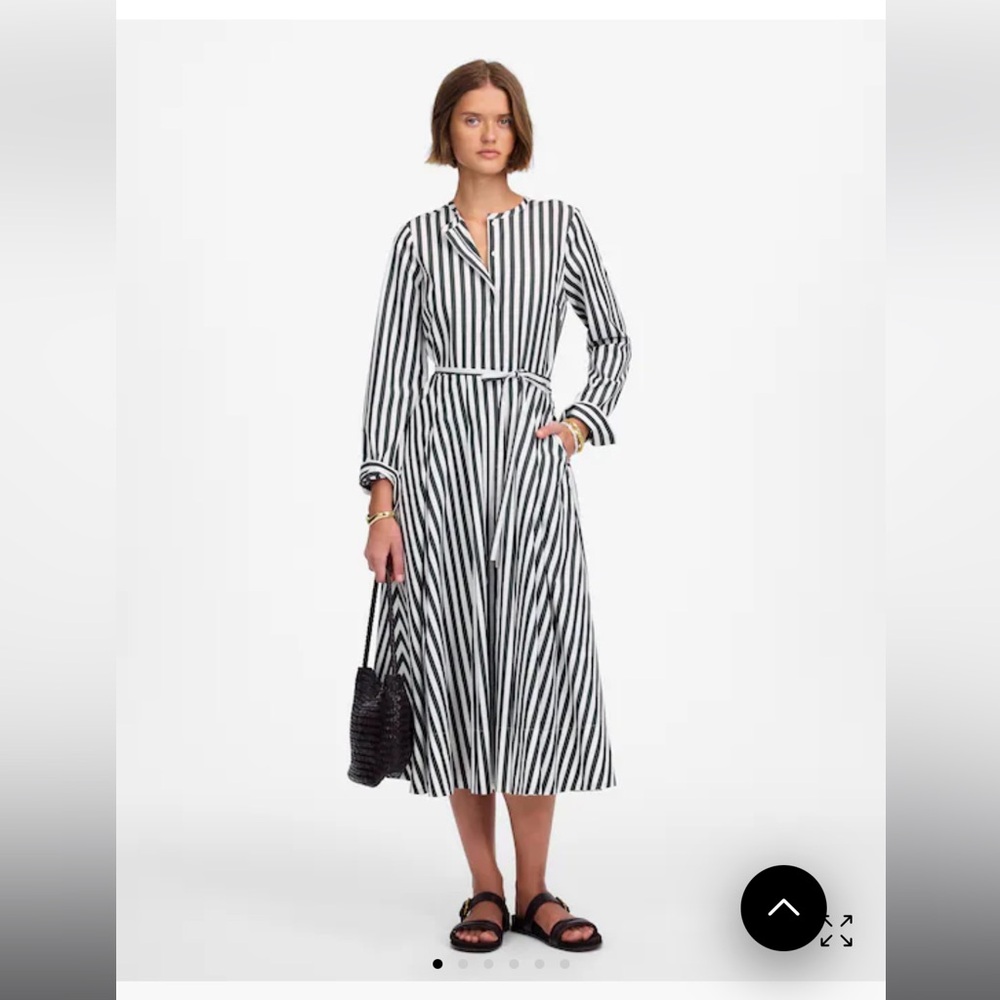 Madewell Petite Tie-Waist Midi Shirtdress in Deep Forest Stripe